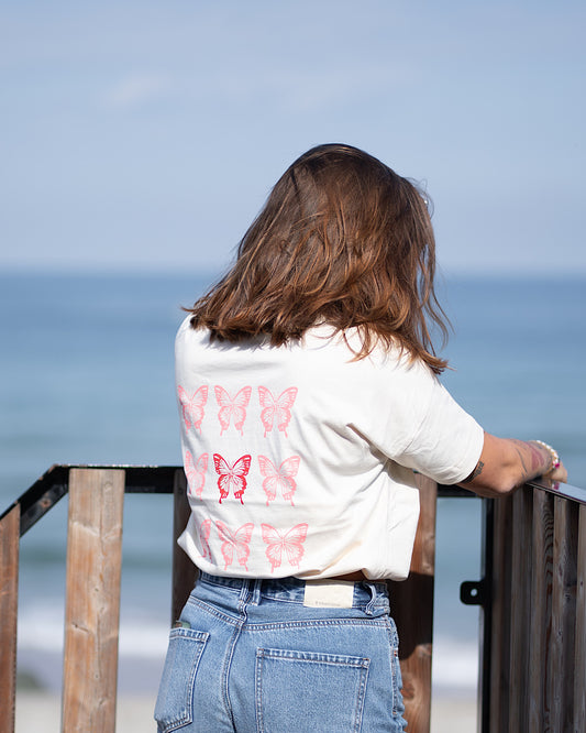 T-shirt Oversize Papillon Streetwear Unisexe (Édition Limitée) Nat/R