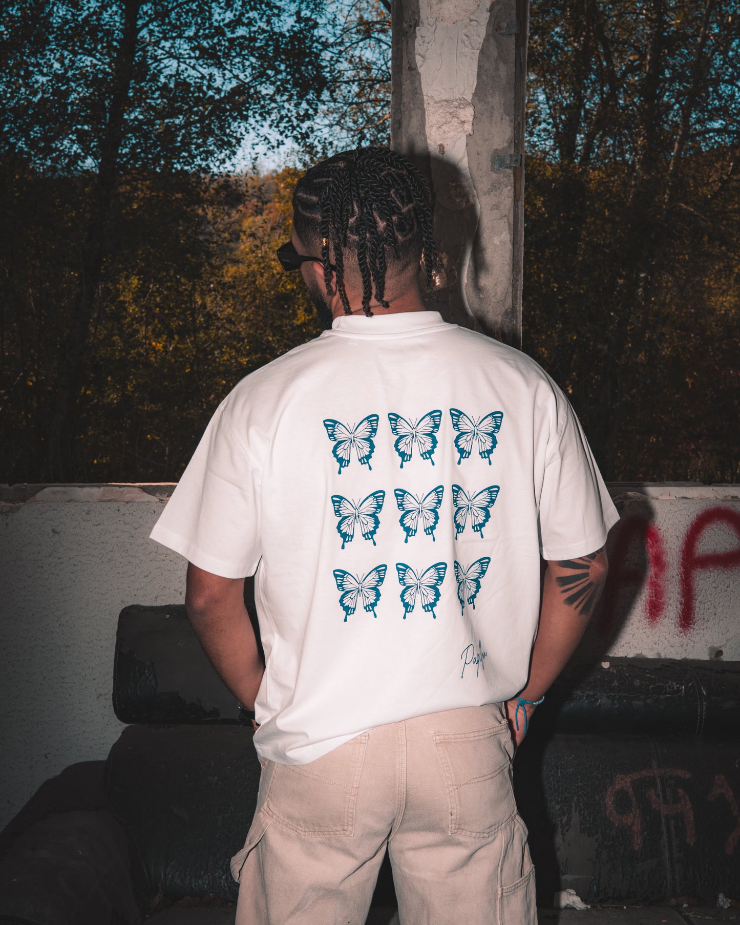 T-shirt Oversize Papillons Unisexe - automne/hiver (B/B)