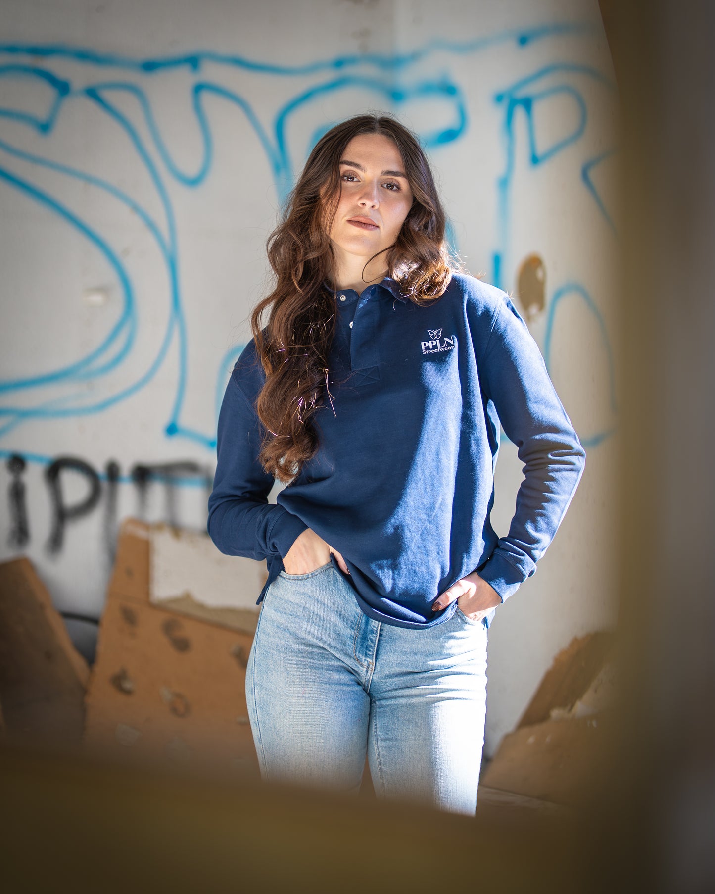 SWEAT-SHIRT Marine UNISEXE COL POLO